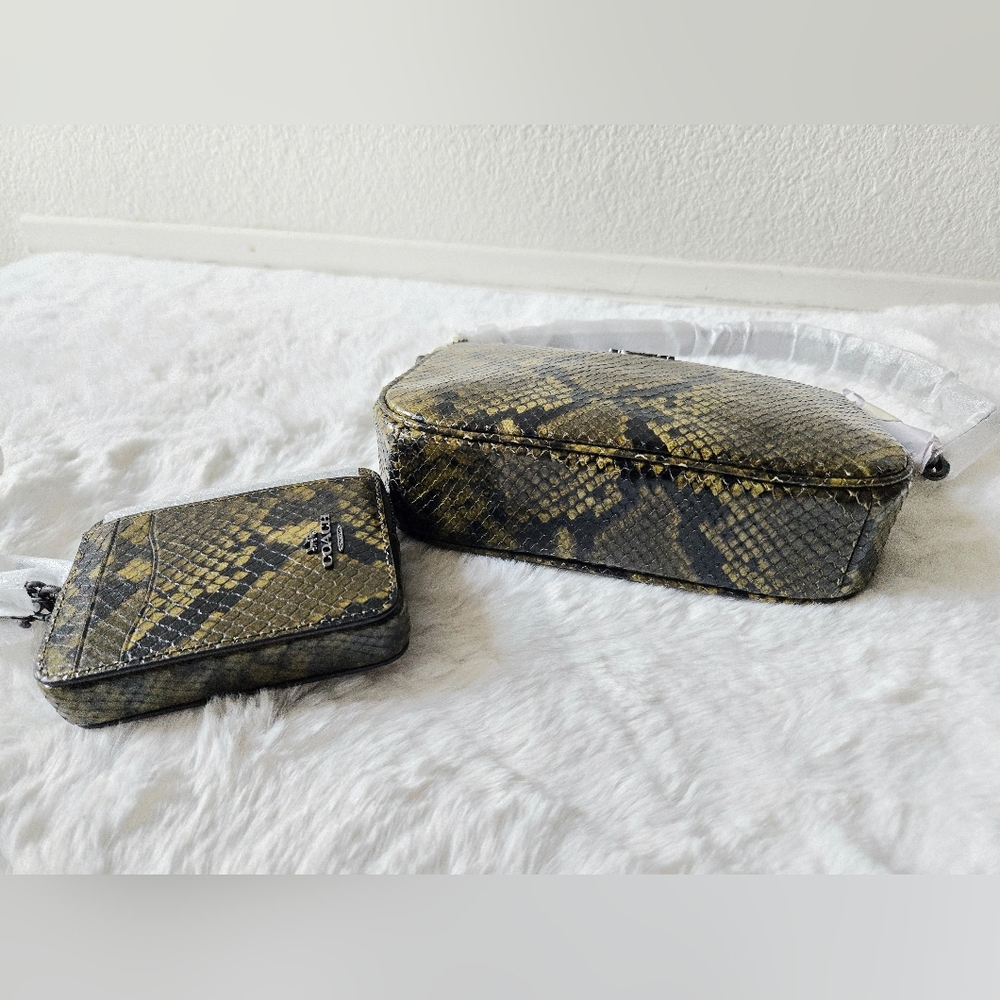 Coach Olive and Black Snake Print Bag and Wallet Set - Picture 7 of 9